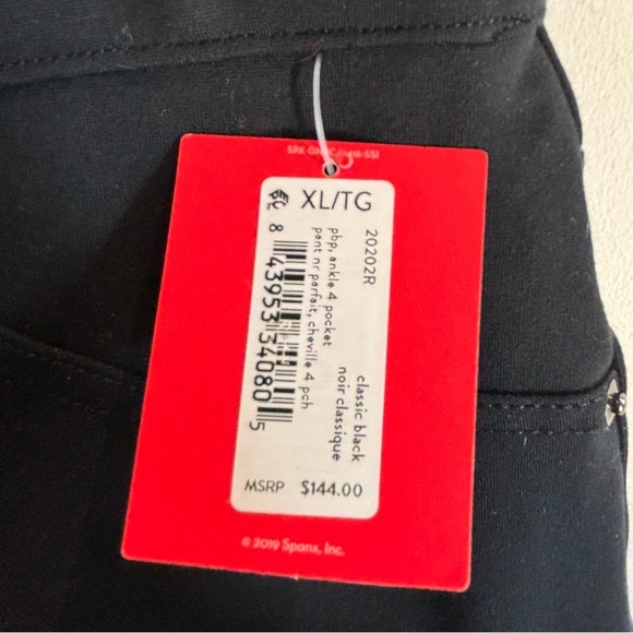 SPANX Sz XL Perfect Black Pants Classic Black Elastic Waistband Back NEW - Picture 5 of 14